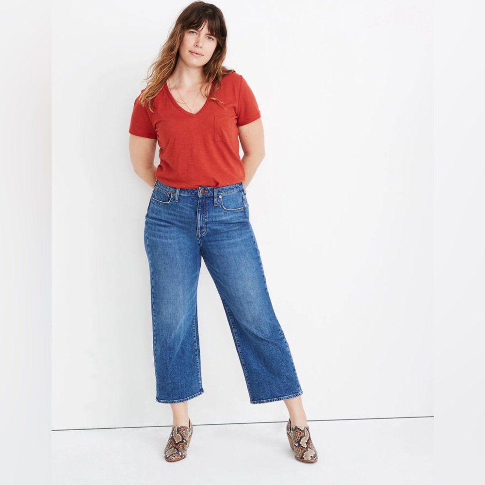 Madewell size 36t 36 tall Curvy‎ Slim Wide Leg Crop Jeans in Newington Wash